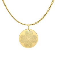 Gepersonaliseerde vingerafdrukken klaver ketting - Stainless steel - Goud - 18 mm - 4 vingerafdrukken