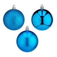 Krist+ Kerstballen - 20x st- blauw - kunststof - 7 cm - mix - thumbnail