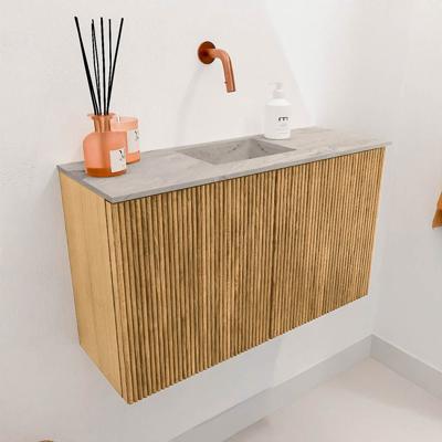 Toiletmeubel Mondiaz Joya Dlux | 70 cm | Meubelkleur Oak | Faye wastafel Glace Wasbak Midden | Zonder kraangat(en)