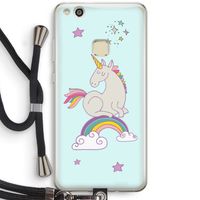 Regenboog eenhoorn: Huawei Ascend P10 Lite Transparant Hoesje met koord