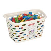 Plasticforte Wasknijpers Mandje - aan haak - 26 x 15 x 20 cm - wit - kunststof - ophangen