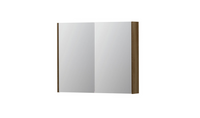 INK SPK2 spiegelkast met 2 dubbelzijdige spiegeldeuren, 2 verstelbare glazen planchetten, stopcontact en schakelaar 90 x 14 x 73 cm, massief eiken ash - thumbnail