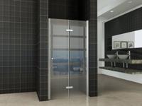 Saqu Essential Nisvouwdeur 90x202cm Rechts Aluminium-look/Helder glas (antikalk)