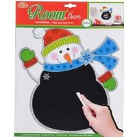 Kerst decoratie sneeuwpop krijtbord sticker 31 x 38 cm   - - thumbnail