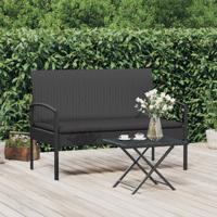 Tuinbank met kussen 105 cm poly rattan zwart