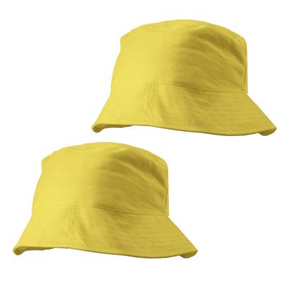 Zonnehoedje/vissershoedjes voor volwassenen - 2x stuks - geel - 100% katoen - Zon bescherming