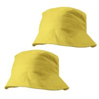 Zonnehoedje/vissershoedjes voor volwassenen - 2x stuks - geel - 100% katoen - Zon bescherming