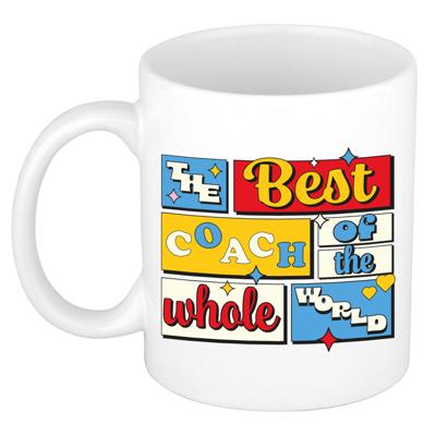Cadeau koffie/thee mok - de beste coach/trainer - van de wereld - wit - 300 ml - keramiek