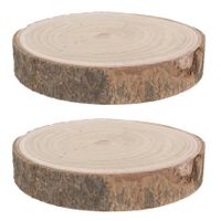 3x stuks decoratie Paulowna houten boomschijf 23-28 cm - thumbnail