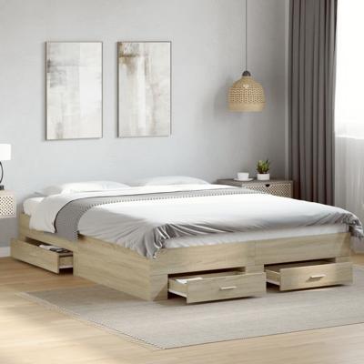 Bedframe met lades bewerkt hout sonoma eikenkleurig 160x200 cm
