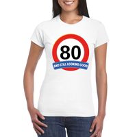 Verkeersbord 80 jaar t-shirt wit dames