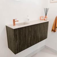 Toiletmeubel Mondiaz Joya Dlux | 91.6 cm | Meubelkleur Shadow | Faye wastafel Meli Wasbak Links | 1 kraangat