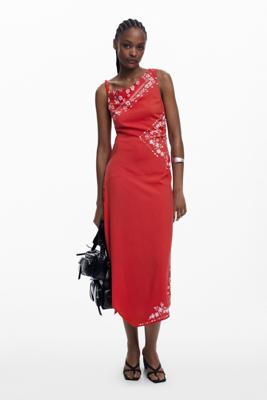 Asymmetrische jurk met bloemen bandana - RED - L