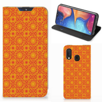 Samsung Galaxy A20e Hoesje met Magneet Batik Oranje
