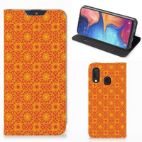 Samsung Galaxy A20e Hoesje met Magneet Batik Oranje - thumbnail