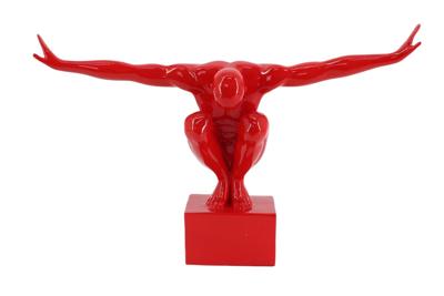 Decoratief beeldje HOOGDIVER 50 cm handgemaakte atleet sculptuur rood - 48042