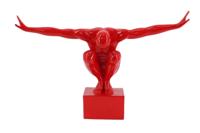 Decoratief beeldje HOOGDIVER 50 cm handgemaakte atleet sculptuur rood - 48042