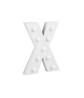 Letter X met licht hoogte 17 cm breedte 12,5 cm