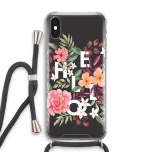 Hello in flowers: iPhone X Transparant Hoesje met koord