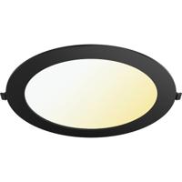 LED Downlight Inbouwspot Dimbaar - Brinton Thin - 18W 1800lm 120° Bundelhoek - Aanpasbare Lichtkleur 3000K-4000K-6500K - IP40 - Rond - Zwart - Ø229mm Buitenmaat - Ø205mm Zaagmaat