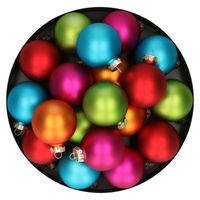 Kerstballen 20x stuks gekleurd 6 cm glas - Kerstbal - thumbnail