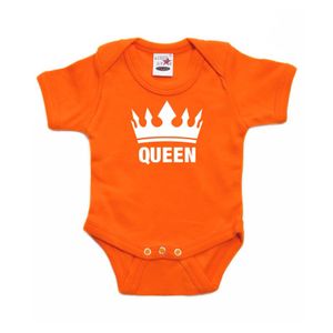 Oranje koningsdag romperje Queen met kroon baby