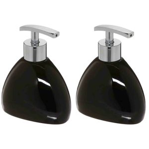 2x Stuks Zeeppompjes/zeepdispensers van keramiek - zwart - 300 ml