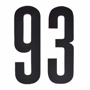 Naamsticker cijfer 93 zwart
