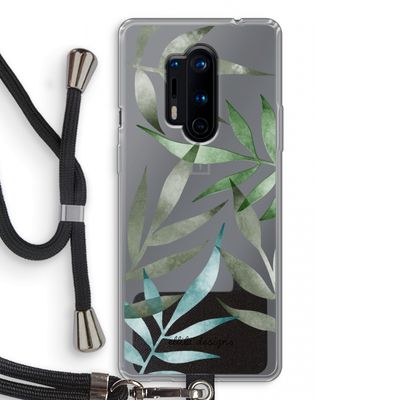 Tropical watercolor leaves: OnePlus 8 Pro Transparant Hoesje met koord