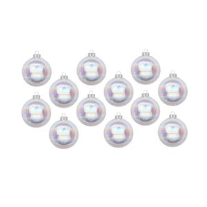 12x Transparant parelmoer glazen kerstballen 8 cm glans en mat