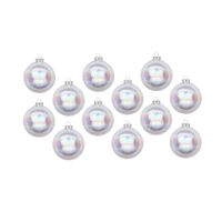 12x Transparant parelmoer glazen kerstballen 8 cm glans en mat - thumbnail