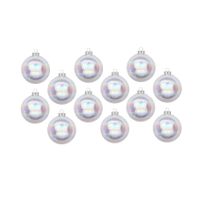 12x Transparant parelmoer glazen kerstballen 8 cm glans en mat