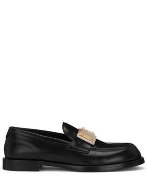 Dolce & Gabbana mocassins Bernini en cuir à plaque logo - Noir