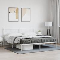 Bedframe met hoofdbord metaal wit 183x213 cm