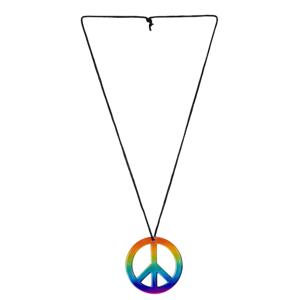 Hippie ketting - Flower Power - Sixties sieraden - peace teken ketting