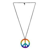 Hippie ketting - Flower Power - Sixties sieraden - peace teken ketting - thumbnail