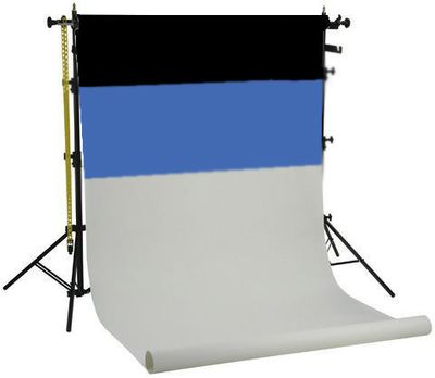 Falcon eyes achtergrond systeem spk-3 incl. 3 rollen zw/wit/blauw 1,35x11 m