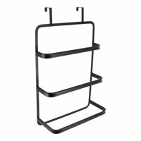 Tendance Handdoekrek deurhanger - zwart - metaal - 42 x 22 x 69 cm