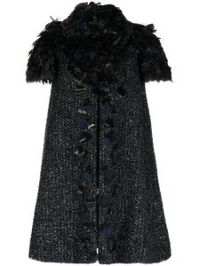 CHANEL Pre-Owned manteau en tweed à détails de plumes - Noir