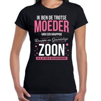 Trotse moeder / zoon cadeau t-shirt zwart voor dames