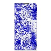 Mobiel BookCase Motorola Moto E20 Angel Skull Blauw - thumbnail