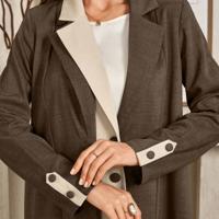 Najma Green Button Front Modest Abaya - Elegant Long Sleeve Maxi Robe Brown / S