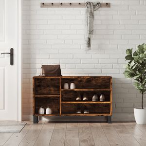 Schoenenkast 102x36x60 cm bewerkt hout gerookt eikenkleurig