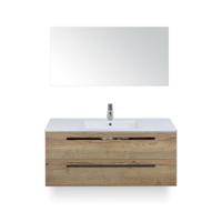 Seville Badmeubelset 120 cm - 2 laden Natuur Eiken - Wastafel Enjoy Enkel - met Spiegel