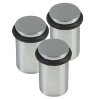 AMIG Deurstopper/deurbuffer - 3x - D32mm - inclusief schroeven - verchroomd