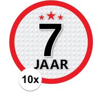 10x 7 Jaar leeftijd stickers rond verjaardag versiering   -