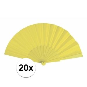 20x stuks Spaanse Handwaaiers geel 23 cm
