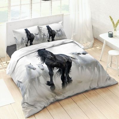 Retourdeal - Zavelo Dekbedovertrek Fries Paard Black Pearl-240x200/220