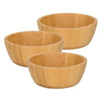 Set van 6x stuks slakommetje / salade schaal bamboe naturel 15 cm