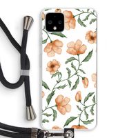 Peachy flowers: Pixel 4 XL Transparant Hoesje met koord